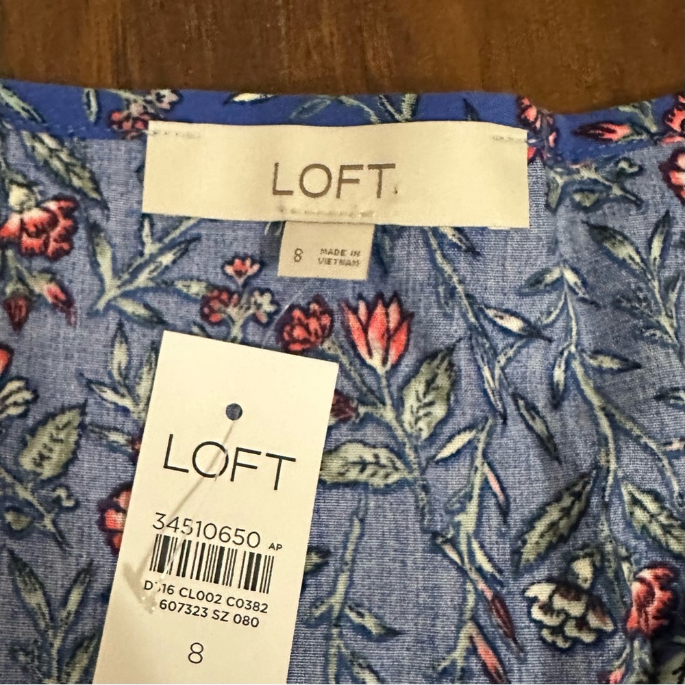 LOFT Blue Floral Pattern Dress - Picture 4 of 9